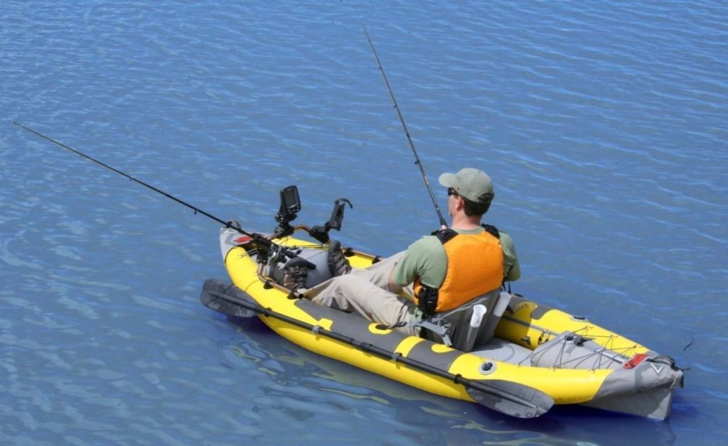 Advanced Elements Straitedge Angler Inflatable Fishing Kayak - single fisherman