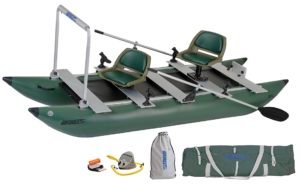 Sea Eagle Green 375fc Inflatable FoldCat Fishing Boat - Pro Angler Guide Package