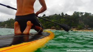 SUP standup paddle board on knees for beginner