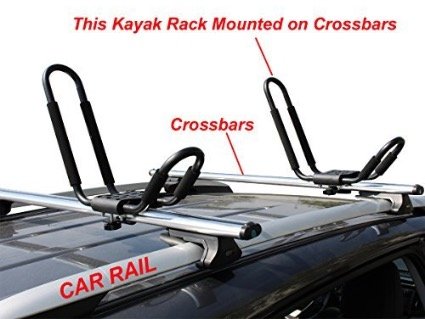 Lifetime Warranty TMS J-Bar Rack HD Kayak Carrier Canoe Boat Surf Ski Roof - mounted on crossbars